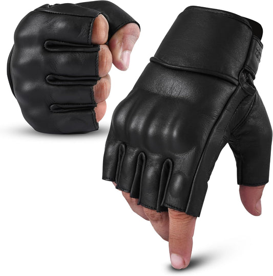 aasportx Motorcycle Gloves - Men's Leather Motorbike Gloves with Touchscreen Function - Non-Slip Pads for Men & Women