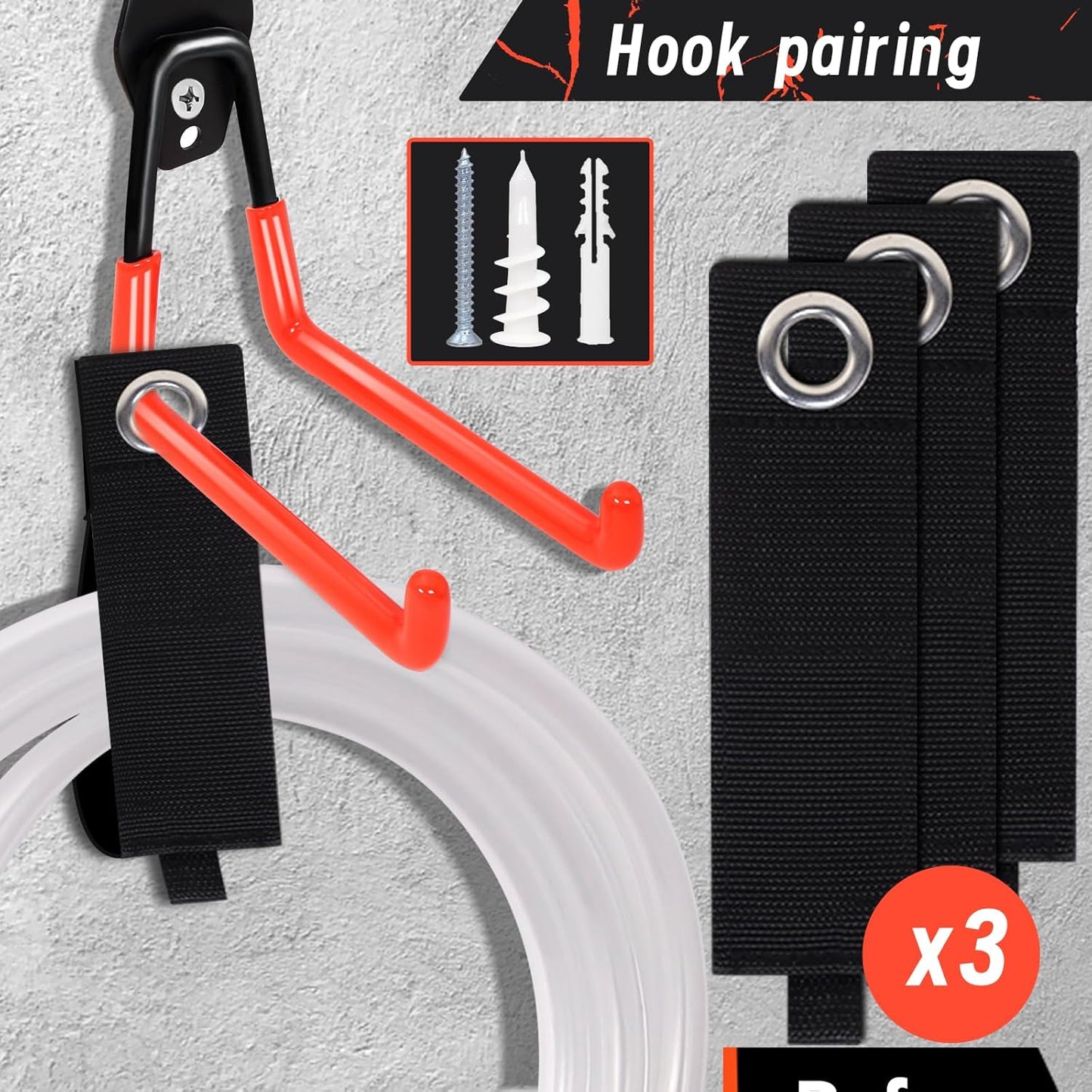 15 pcs Garage Wall Hooks Garage Storage Hook with Anti-Slip Coating,Heavy Duty Wall Mount Hooks for Hanging Bike, Ladder, Power Tools with Extension Cord Holder Organizer