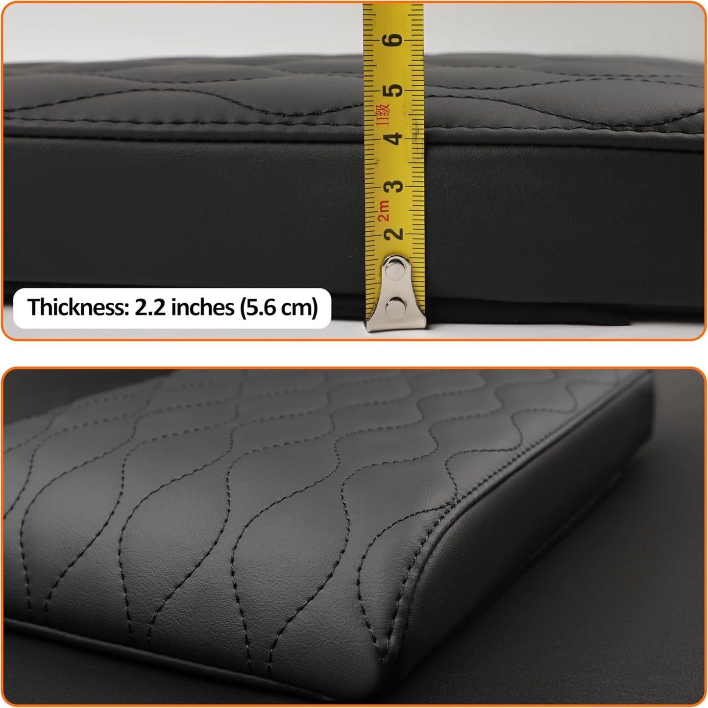 Car Center Console Cover pad PU Leather,Black Armrest Box mat, Vehicle Arm Rest Cushion Protector,Memory Foam napa Leather,Consoles Hand Rest Pillow (sizeB 14 x 8 x 2.2 inch)