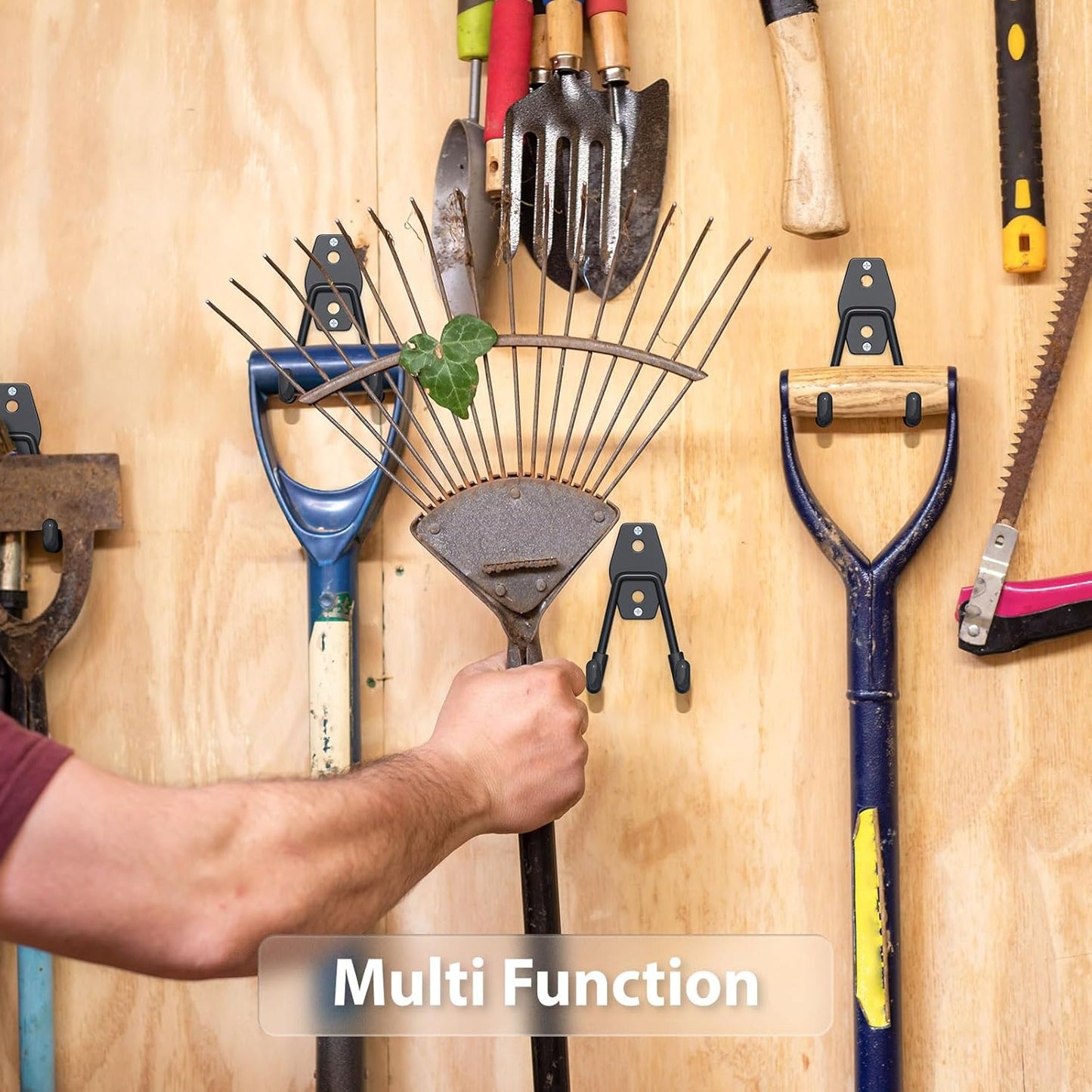 4 Pack 4.5x2.75 Inch Utility Steel Wall Mount Heavy Duty Garage Hooks with Anti-Slip Coating,Storage More Yard,Garden and Power Tools and for Hanging Hose,Ladder and Bike