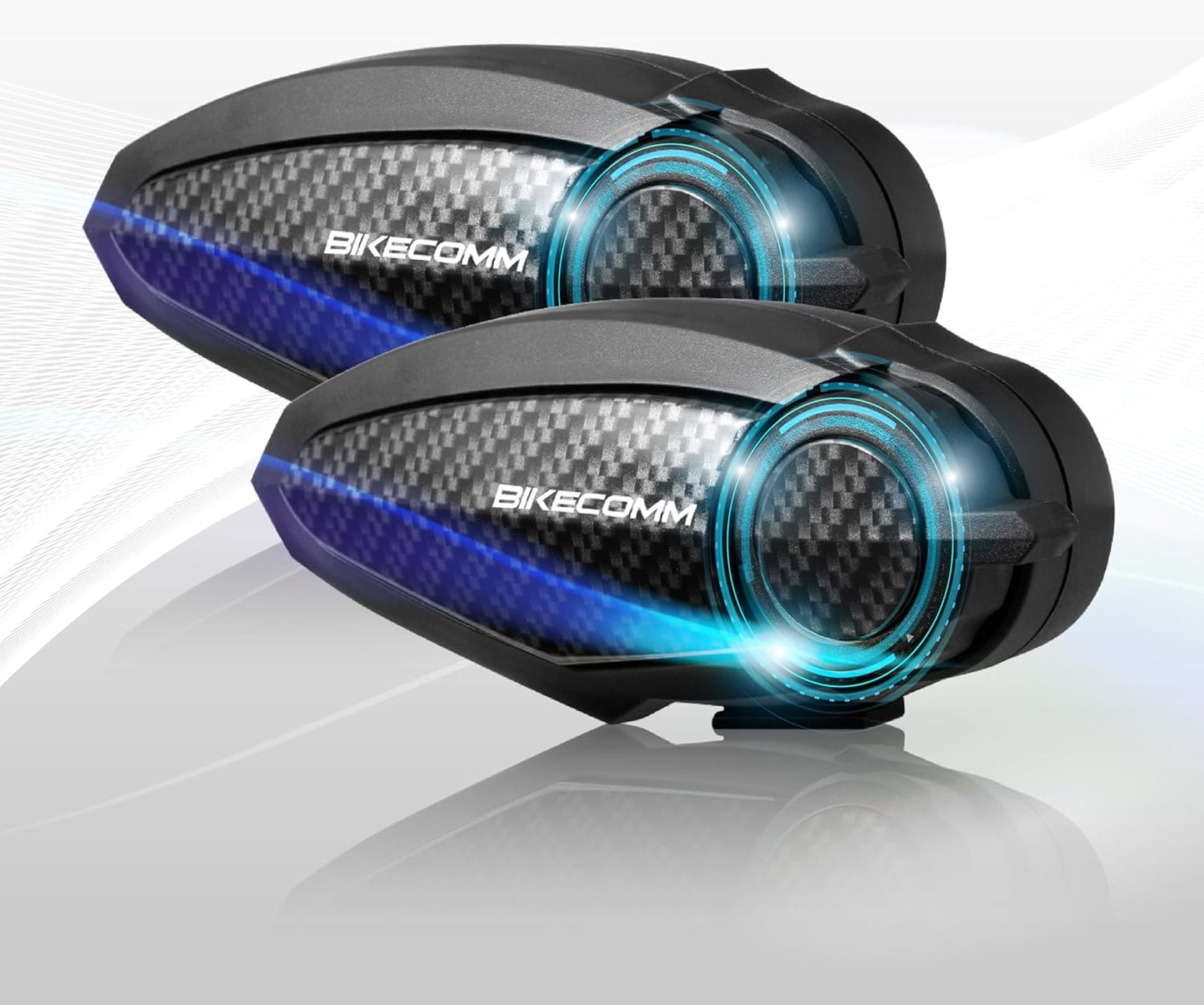 BK-S2 Motorcycle Bluetooth Intercom Headset - Helmet Communication System, Waterproof Speaker, Voice Comm Earbuds, Helmet Headphone, Noise Cancellation (Duo Carbon)