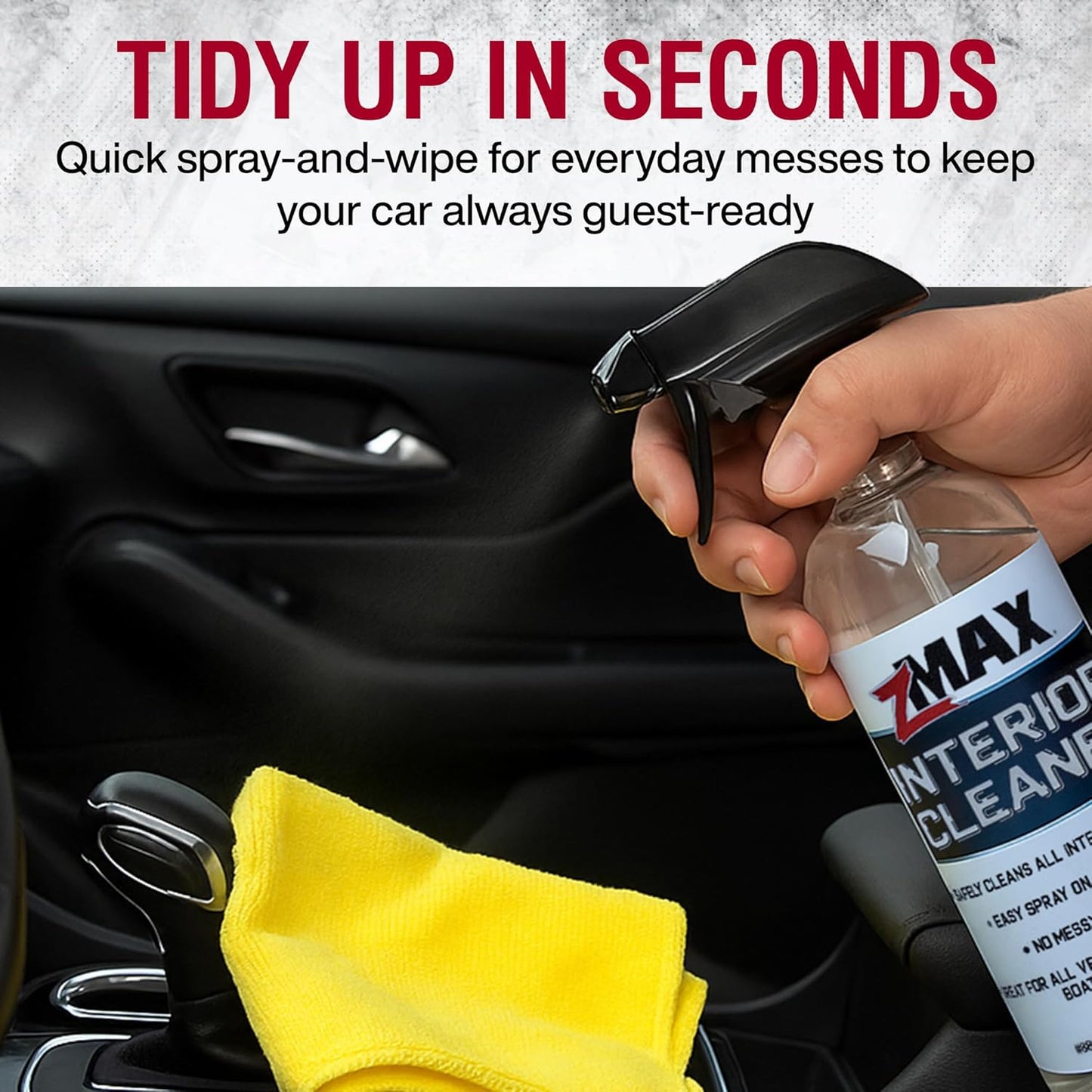 zMAX Interior Cleaner, 24oz - All Purpose Car Interior Cleaner Spray with Light Scent - Safe to Use on Dashboard, Console, Cup Holders, Steering Wheel, Door Panels, and Leather, Vinyl, or Fabric Seats