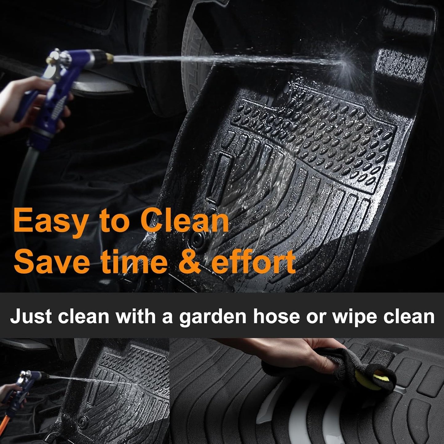 Binmotor-All Weather Car Floor Mats and Cargo Liner Set for Lexus ES（ 2019-2024 ES350 & 2019-2025 ES300h ）,TPE Rubber Liners for Lexus ES Accessories Car Mats Trunk Mat-Black