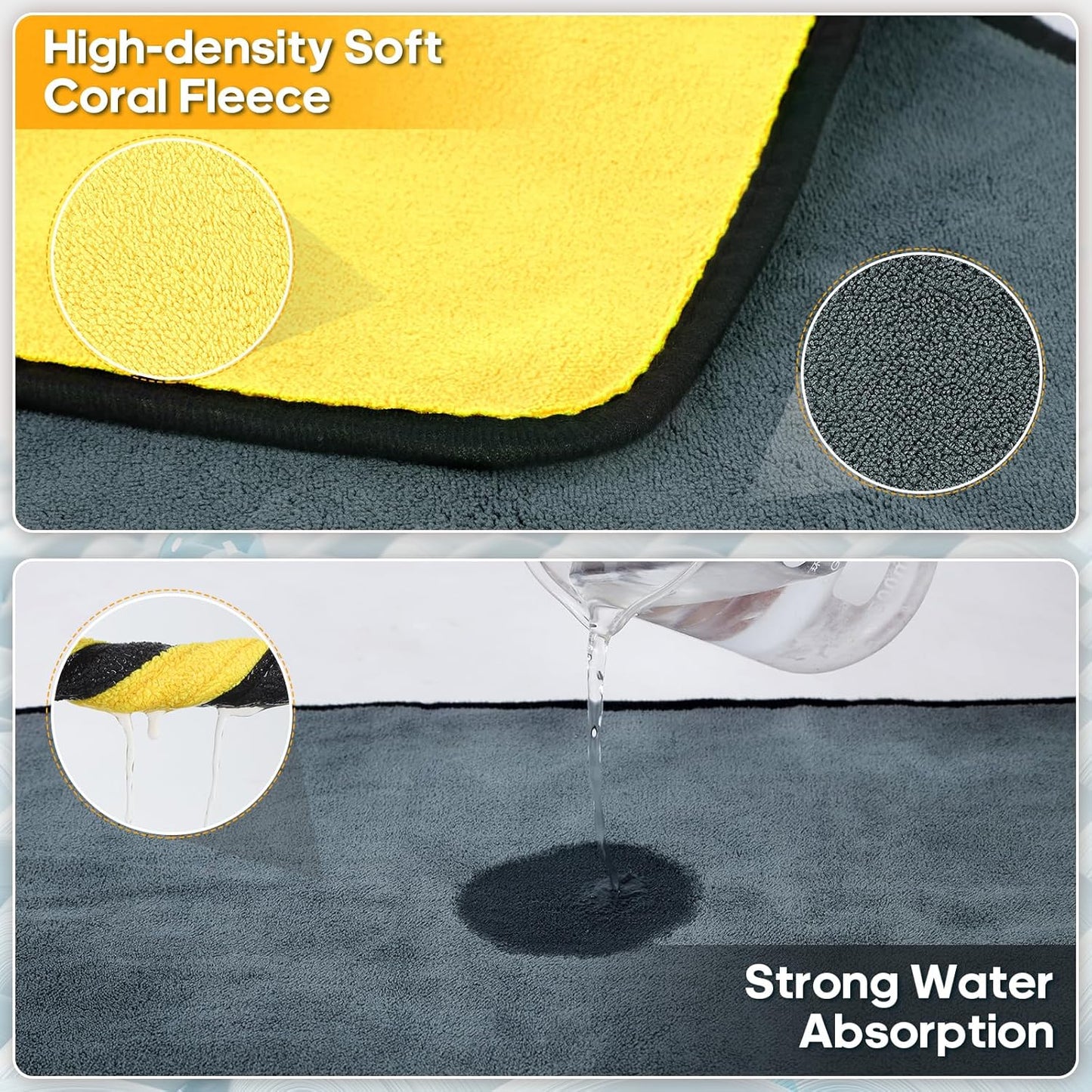 Microfiber Towels for Cars 6 Pack, Car Drying Towels for Wash, Cleaning, Soft and Absorbent Multipurpose Microfiber Cleaning Cloth for Car, Glass, Home, Household, 24" x 12"