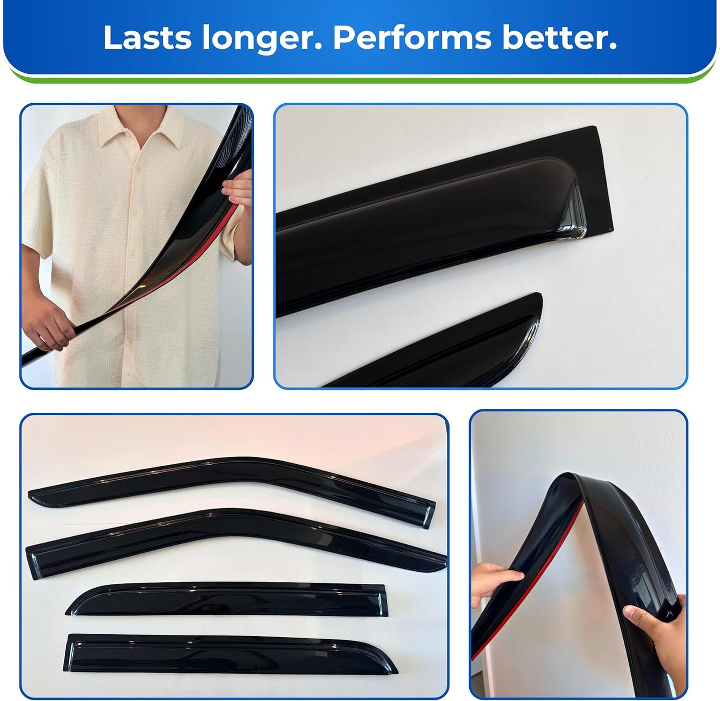 KPY Window Visor Compatible with Ford Fiesta Hatchback 2009-2019, 4PC Rain Guard Side Window Vent Deflectors Tape-On Mugen Style, 2009 2010 2011 2012 2013 2014 2015 2016 2017 2018 2019