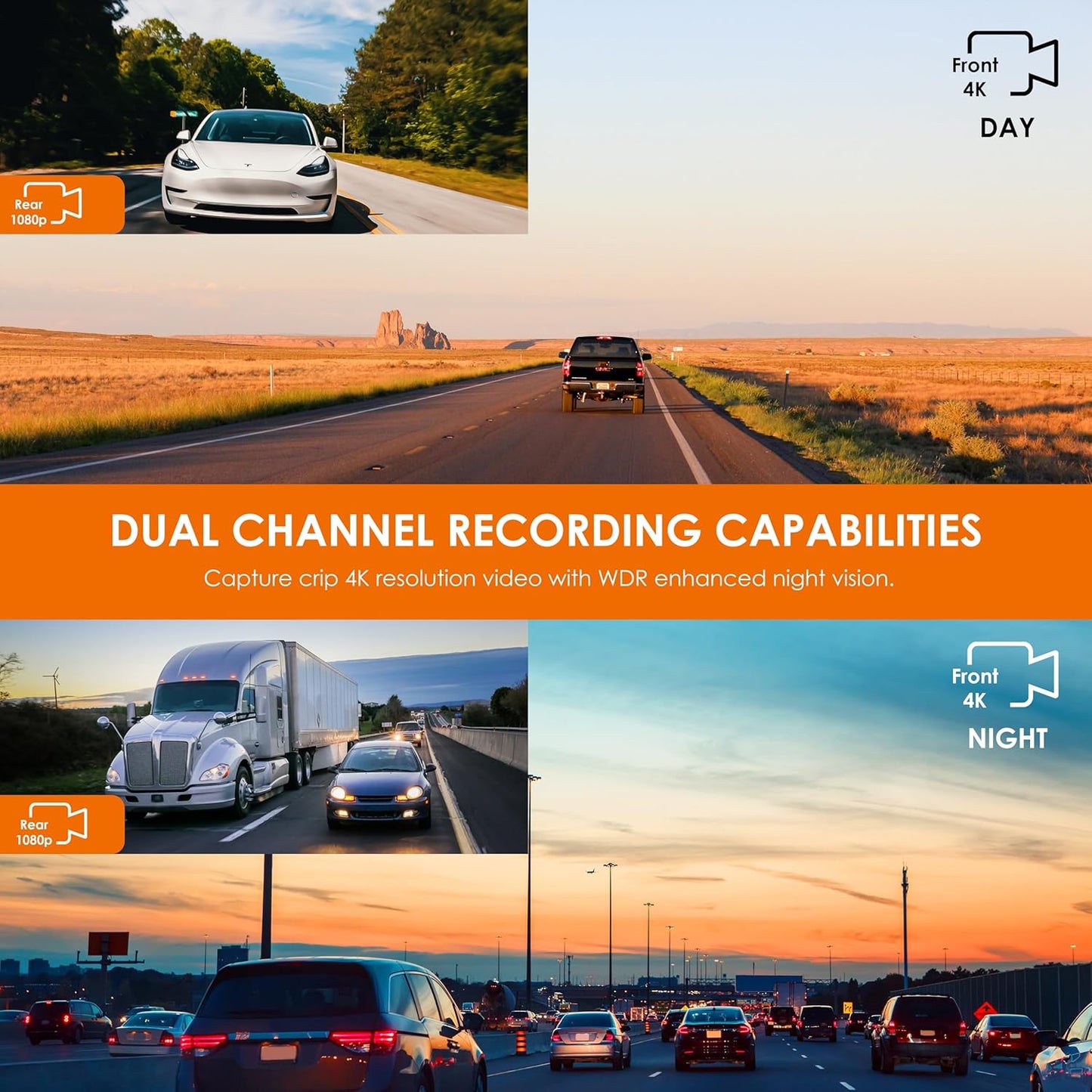 CPDuo Pro - 10.26" 4K Dash Cam with Wireless CarPlay & Android Auto, Touchscreen, GPS, Bluetooth, WDR, Night Vision, 170° Wide, Parking Mode