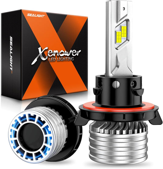 SEALIGHT X4I H13/9008 Bulbs, H13 Fog Light Bulbs, 55,000LM, with Adjustable Lock Ring, Cooling Fan, Easy Installation, Pack of 2