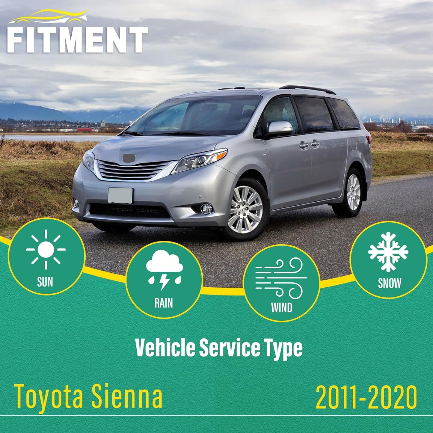 28" 20" 16" Windshield Wiper Blades Replacement for Toyota Sienna 2011 2012 2013 2014 2015 2016 2017 2018 2019 2020 Premium All Weather Front Rear Wipers Set - OEM Quality (Pack of 3)