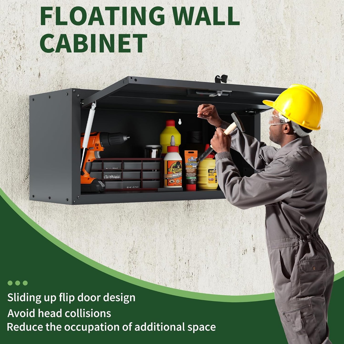 Metal Tool Cabinet,Garage Storage Cabinet System,Wall Cabinet & Locking Rolling Tool Cabinet with Doors and Adjustable Shelves,Steel Tool Cabinets for Home,Office (2 Pcs-StyleAA, Black)