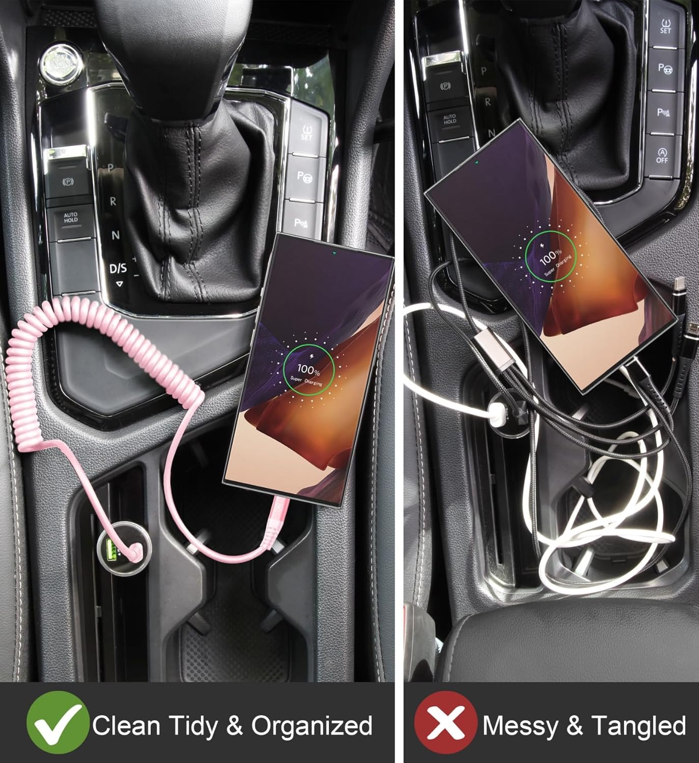 USB C to C Cable 3FT for Car, Coiled USB C Fast Charging Cable for iPhone 16, 2Pack Type C Cord for iPhone 15/Plus/Pro/Pro Max/Samsung Galaxy S23-Pink