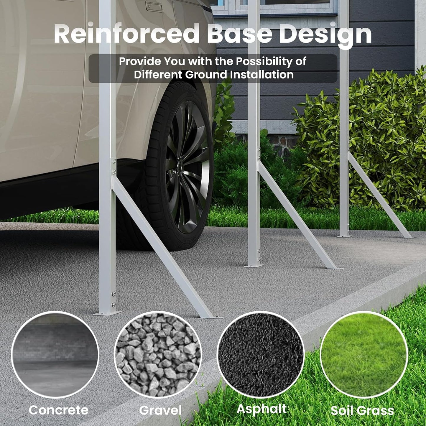 20x20ft Heavy Duty Metal Carport – Outdoor Galvanized Garage, Sturdy Structure, All-Weather Protection, Easy Assembly for Cars, Trucks, Boats, Tractors, and Outdoor Storage (Grey, 20x20FT)