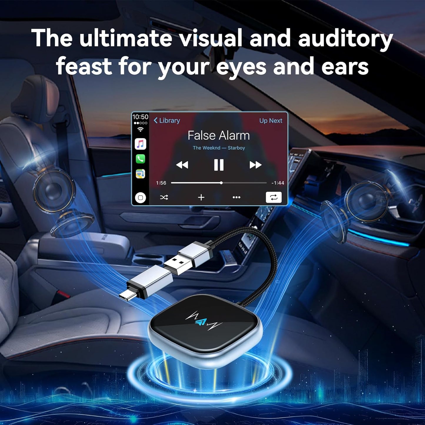 Wireless Android Auto Adapter, Wireless carplay Adapter, Latest NFC Touchscreen Connectivity, Wireless Plug-and-Play for Android Devices (Android 11 and Above)