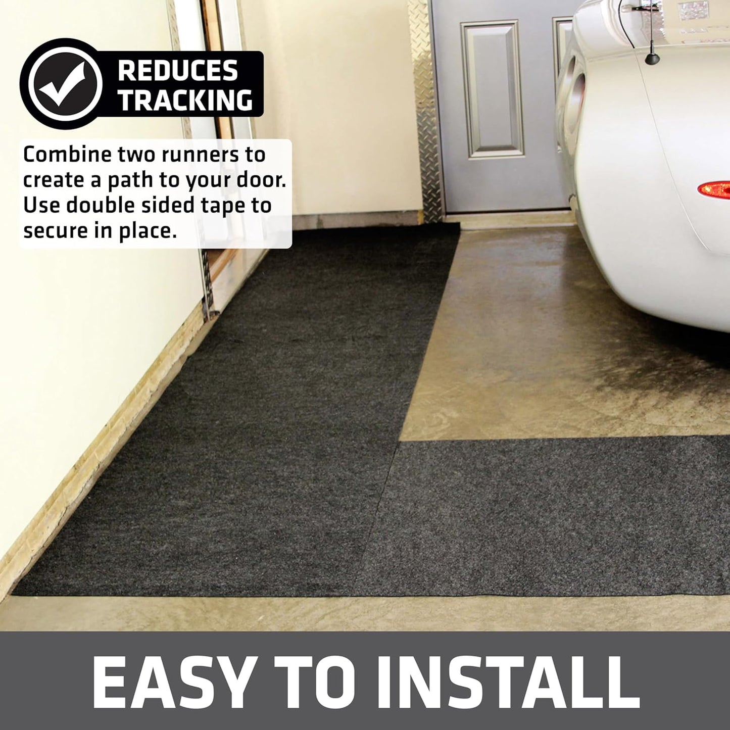 Drymate Garage Floor Runner Mat, (18' x 2'6"), Protects Surfaces, Absorbent, Waterproof, Slip-Resistant, Quick Dry Carpet Fabric, Trimmable & Washable (USA Made) (Charcoal)