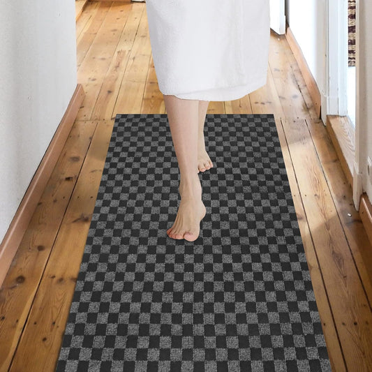 Custom Size Backed Non-Slip Area Rugs Runner, Easy Clean, Waterproof Runner Rugs for Hallway Entryway, Kitchen, Laundry, 4FT x 70FT, Gray Checkered