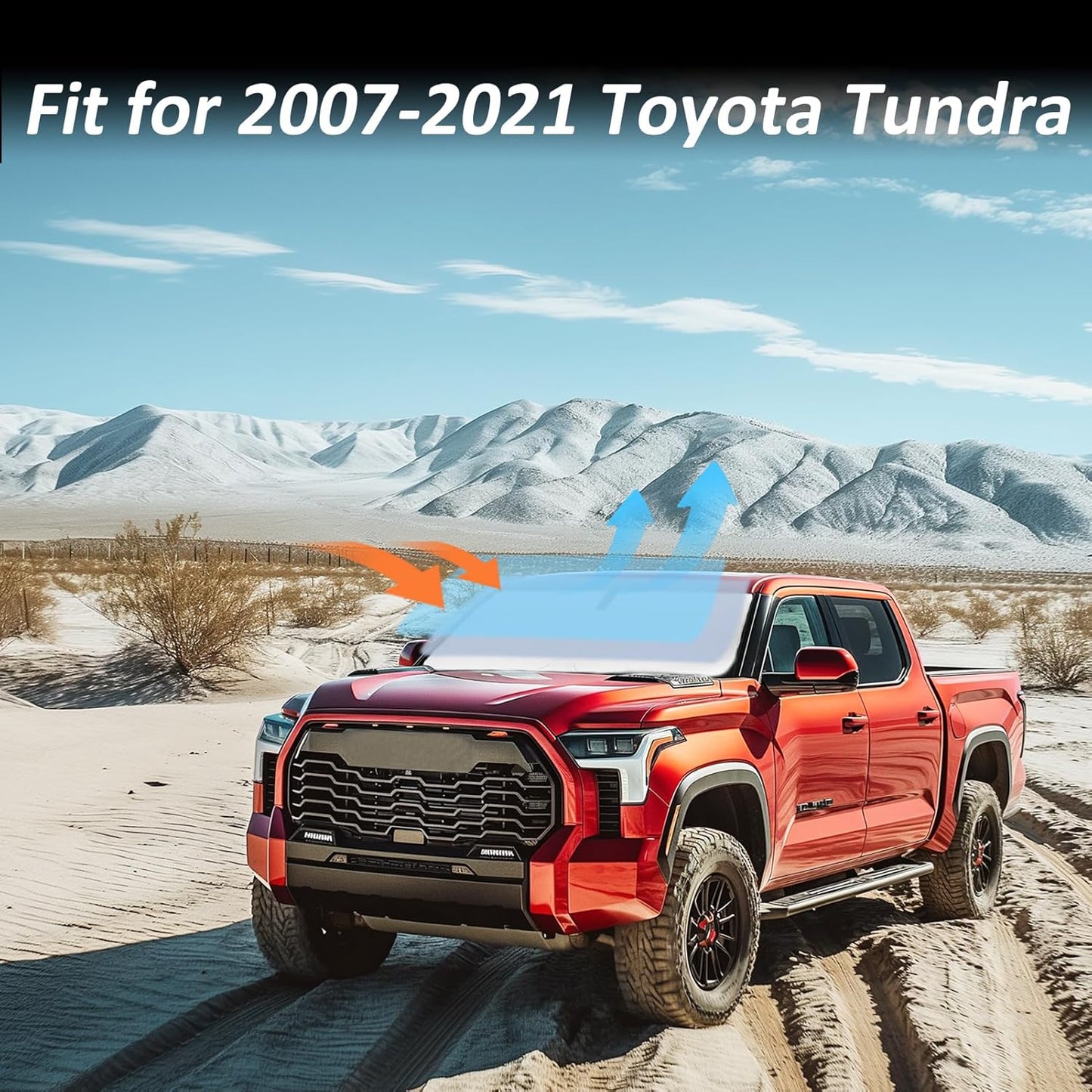 Custom Fit Tundra 2021 Windshield Sun Shade Window Sunshade for 2007-2020 Toyota Tundra Windshield Cover Limited SR5 Platinum TRD Pro Pickup Sun Visor UV Protector Heat Shield Truck Car Accessories