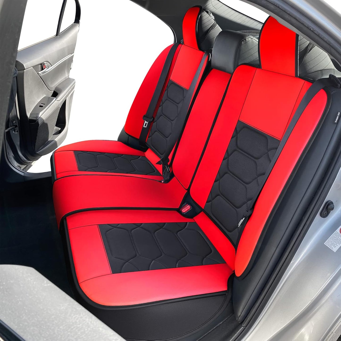 OASIS AUTO Custom Fit Seat Covers for 2012-2025 Toyota Camry, Waterproof Faux Leather Seat Protector Cushion Camry Car Accessories (Full Set, Red)