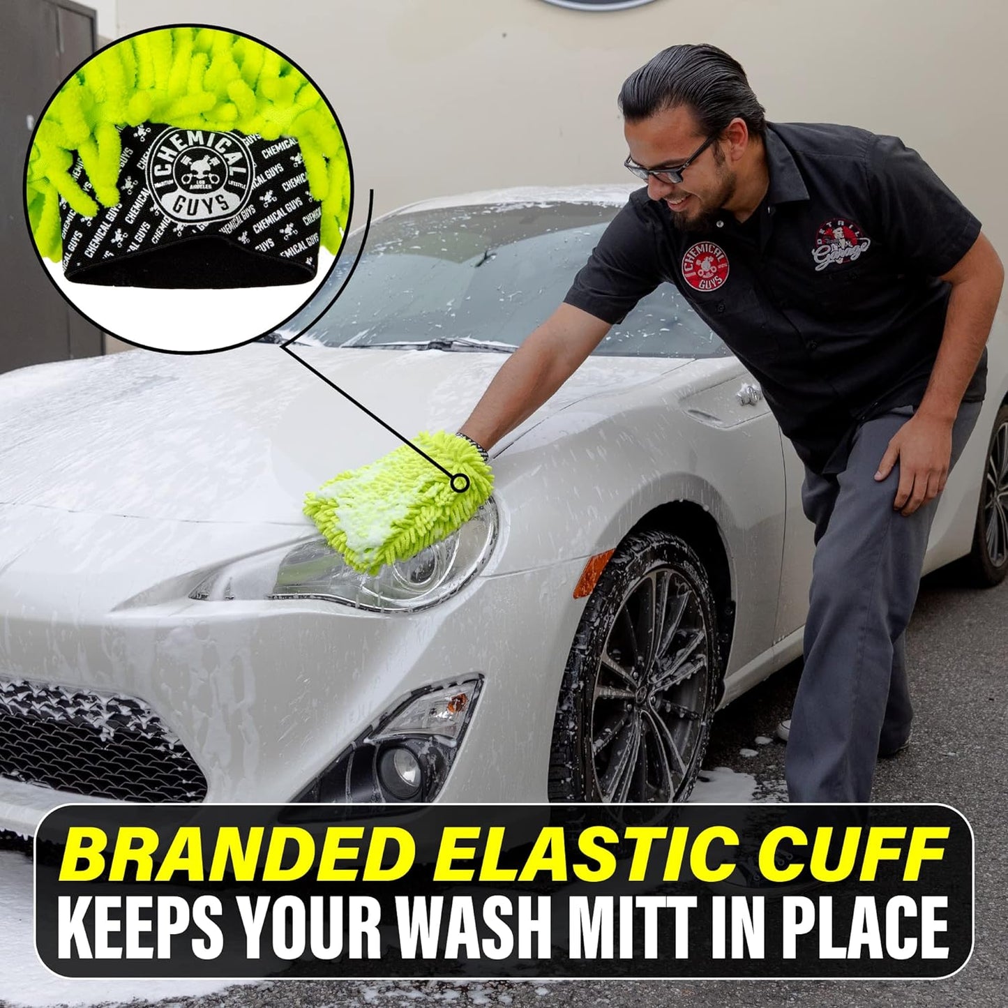 Chemical Guys MIC49302 Chenille Premium Scratch-Free Microfiber Wash Mitt, Lime Green, 9.6" x 2.3" x 7" (2 Pack)