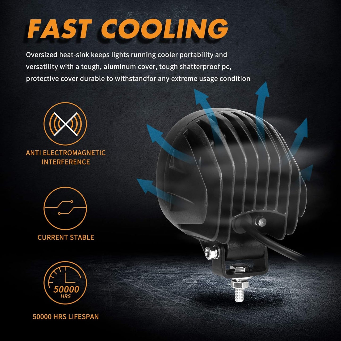 YCHOW-TECH 2PCS 4 Inch LED Fog Lights 90W White Round Offroad Light Bar Flood Beam Off Road LED Pods Bumper Ditch Lights Driving Work Light for Truck Boat Pickup ATV UTV SUV