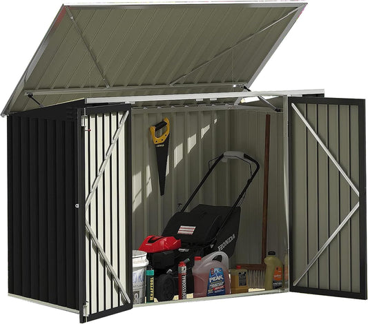 Devoko Outdoor Storage Shed 5.8 x 3.3 FT Metal Trash Shed Waterproof Outside Storage with Lid Chain Hydraulic Gas Rod for Trash Can Weeding Tools