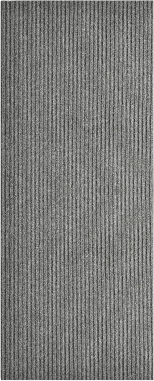 iCustomRug Spartan Weather Warrior Indoor/Outdoor Utility Ribbed Carpet Runner with Non-Slip Thermoplastic Rubber Backing, 3ft X 66ft in Grey