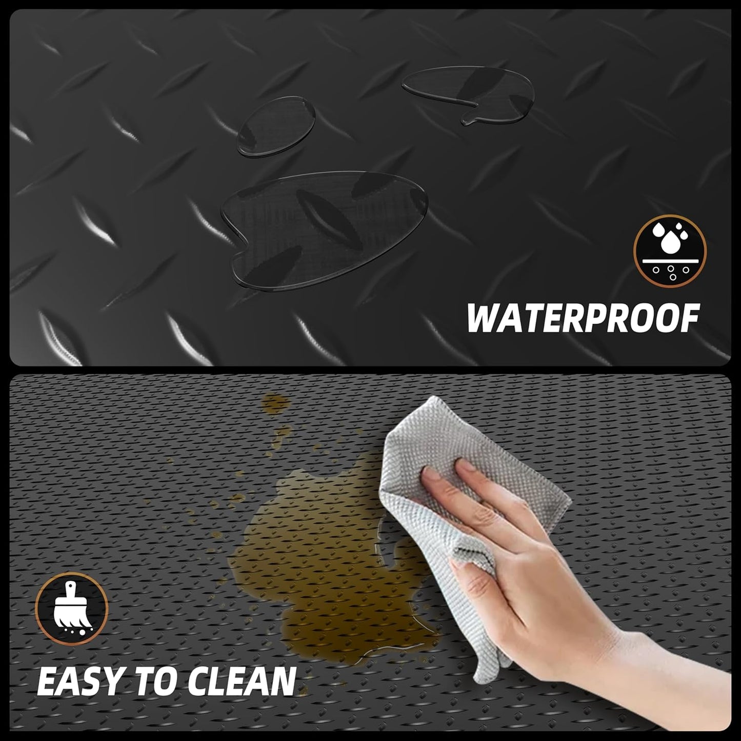 8.2x21 FT Garage Floor Mat, 2.8mm Thickened Diamond Plate PVC Garage Flooring Roll for Under Car Parking, Heavy Duty Garage Floor Protector 168SQFT for Garage, RV Trailer, Basement, Black