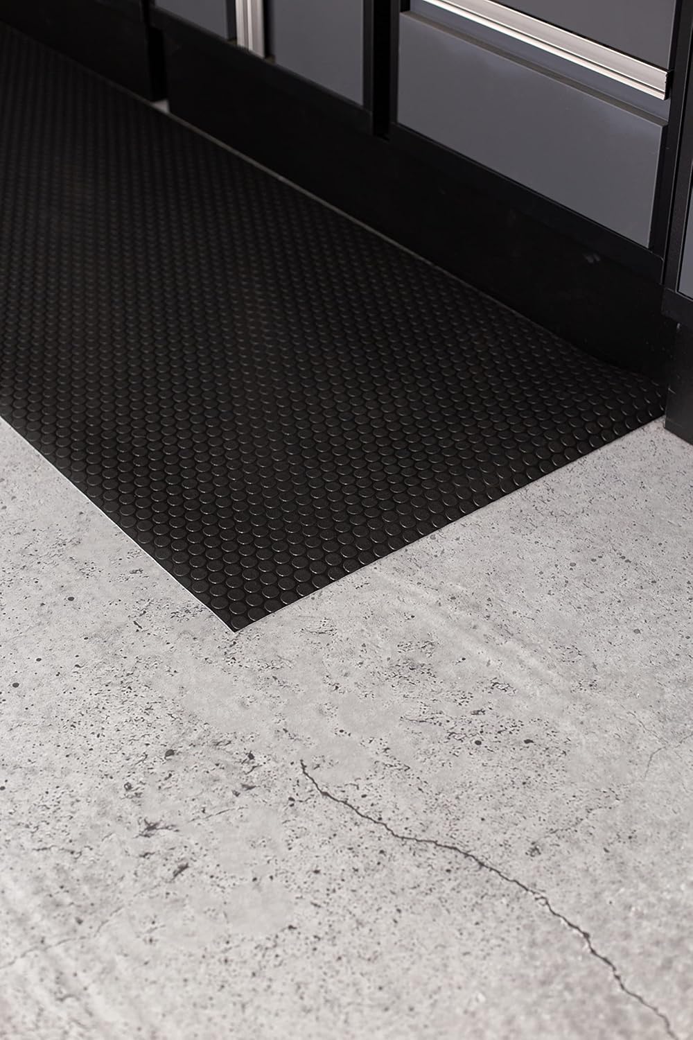 G-Floor Performance Vinyl Garage Runner Small Coin Pattern (Midnight Black, 27" x 96")