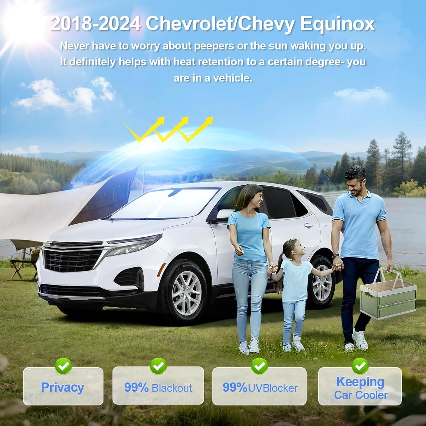 8pcs Car Window Shades for Chevrolet/Chevy Equinox 2018-2024 Accessories,Windshield Side Rear Full Sunshade,Sun Visor UV Blocking, Privacy Protection and Blackout for Camping Outdoor