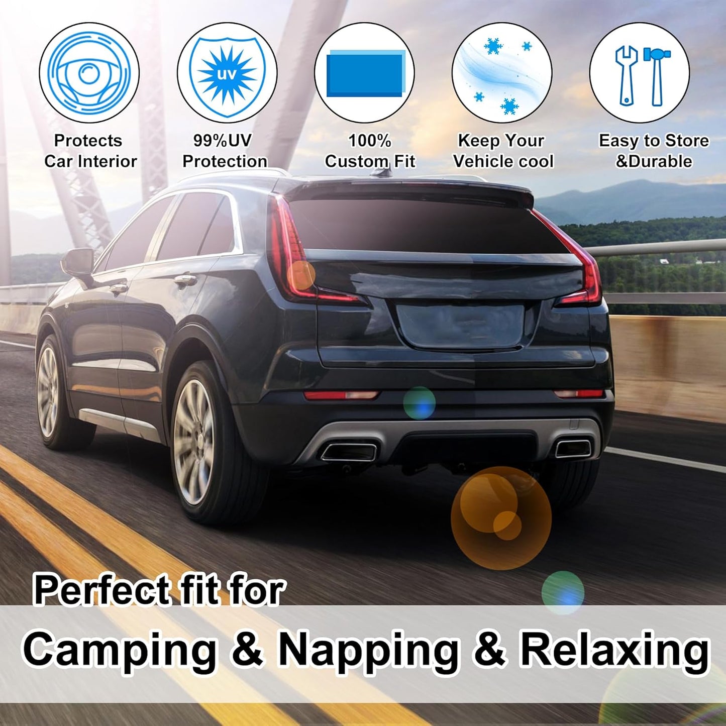 TINGLU Window Shades for Cadillac XT4 2019-2024 2025 Accessories Car Side Full Windows Windshield Sun Shade Sun UV Rays & Privacy Protection for Camping,Napping,and Relaxing 6PCS