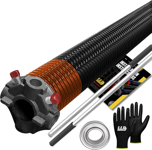 Garage Door Torsion Spring 192x2x24 Torsion Spring for Right Side of Garage Door with 1" Steel Bearing, Gloves, and Winding Bars Precision E-Coating 5-Year Warranty Minimum 30,000 Cycles (Black Cone)