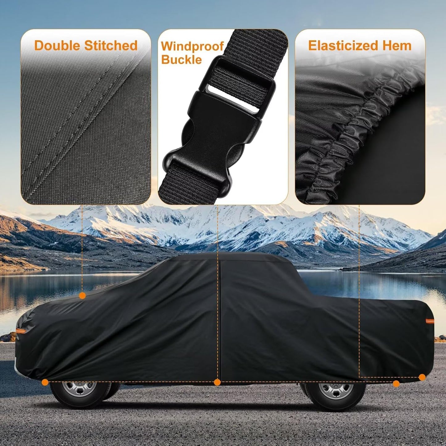 Kayme Truck Cover Custom Fit Chevrolet Silverado 2500HD(1998-2019) Crew Cab SB. Full Exterior Heavy Duty Outdoor Pickup Truck Car Cover Waterproof All Weather.Car Tarp for Wind Sun Dust Protection.
