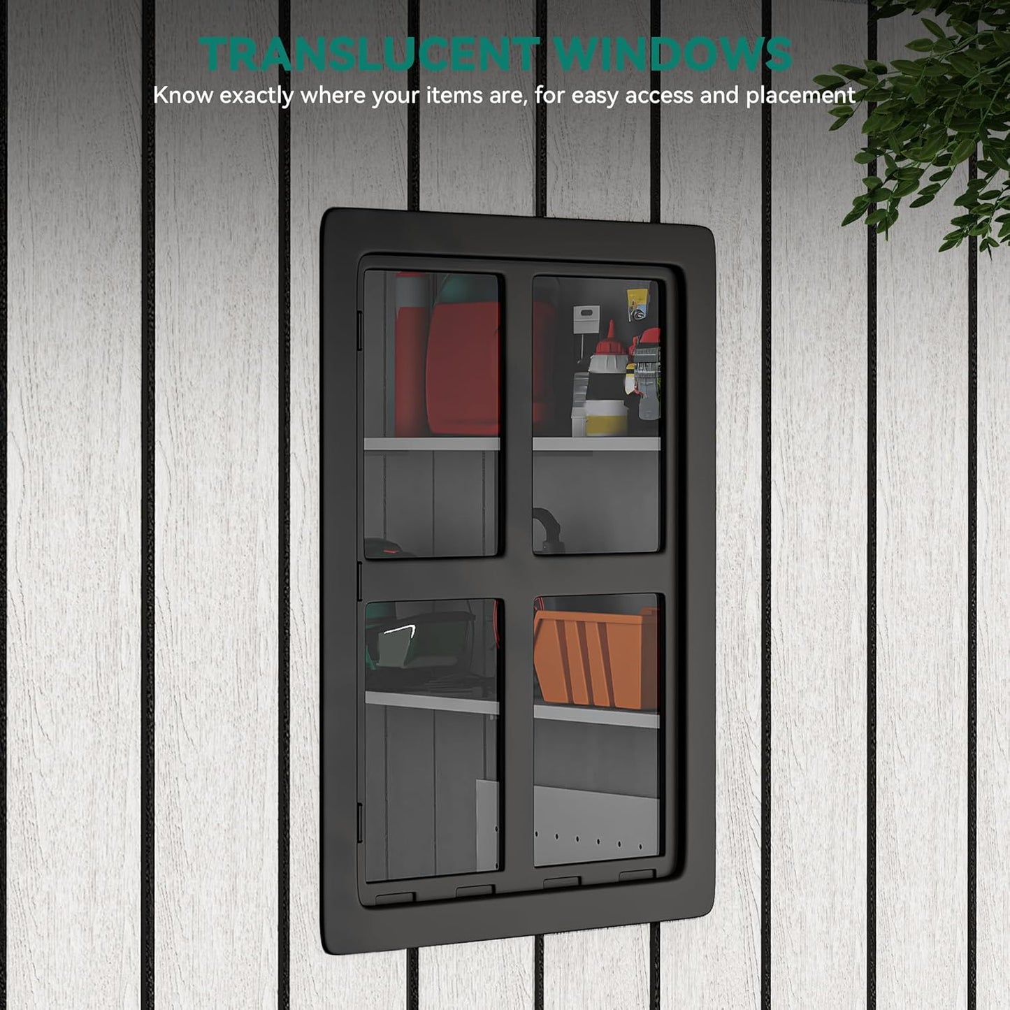 YITAHOME 8 x 8 ft Outdoor Plastic Storage Shed with Floor, Waterproof Garden Shed with Lockable Door, Windows & Vents, Plastic Tool Storage for Patio Furniture, Lawn Mower, Bike Storage