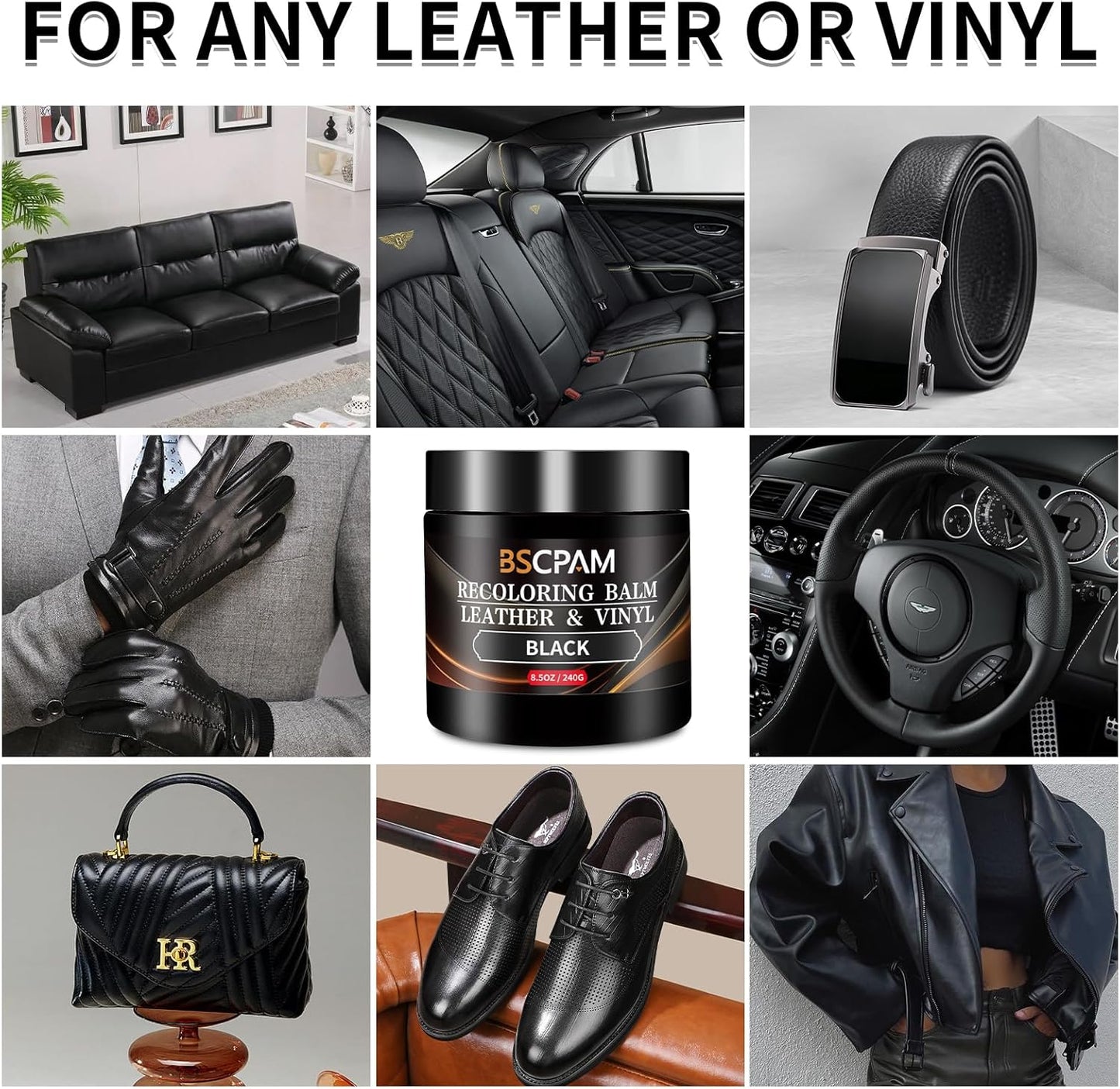 Black Leather Recoloring Balm with 100ml Mink Oil,Leather Couch Scratch Remover,Leather Repair kit for Vinyl Furniture and Car Interior,Leather Dye Paint,Mink Oil for Leather