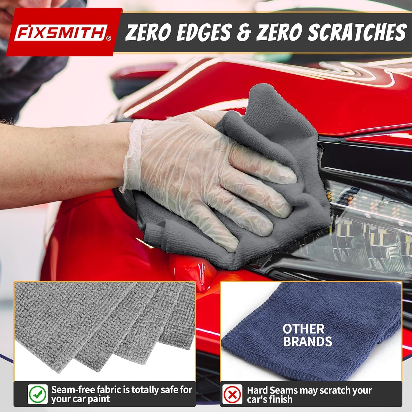 FIXSMITH Shop Towels, Pack of 200, Grey Microfiber Cleaning Cloth Bulk, Microfiber Towels for Cars, All-Purpose Absorbent Cleaning Rags, Dust Cloth for Automotive, Mechanic, Garage, 11.5 x 11.5 inch