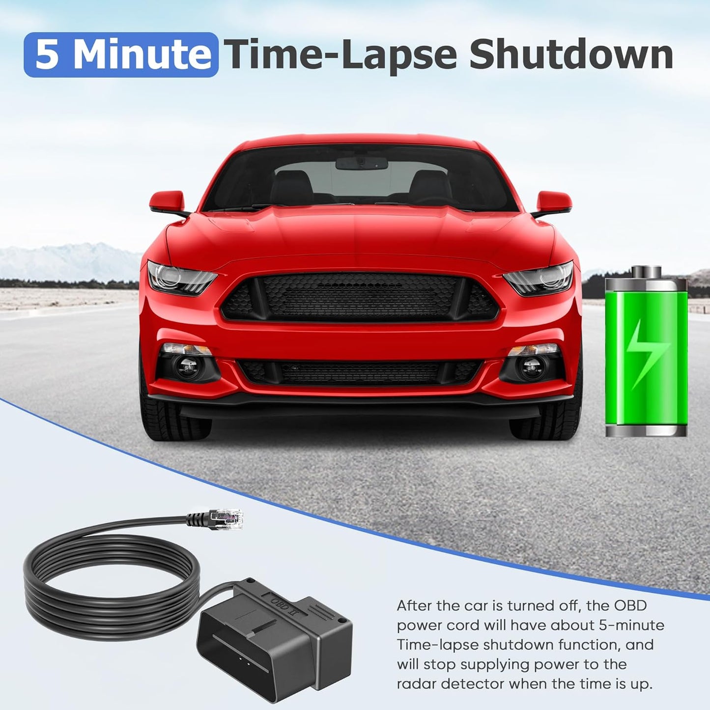 OBD Power Cable for Radar Detector - OBD to RJ11 Charger Cable Compatible With Escort MAX 360, Passport, Uniden R1/R3, Beltronics, Radenso XP and More