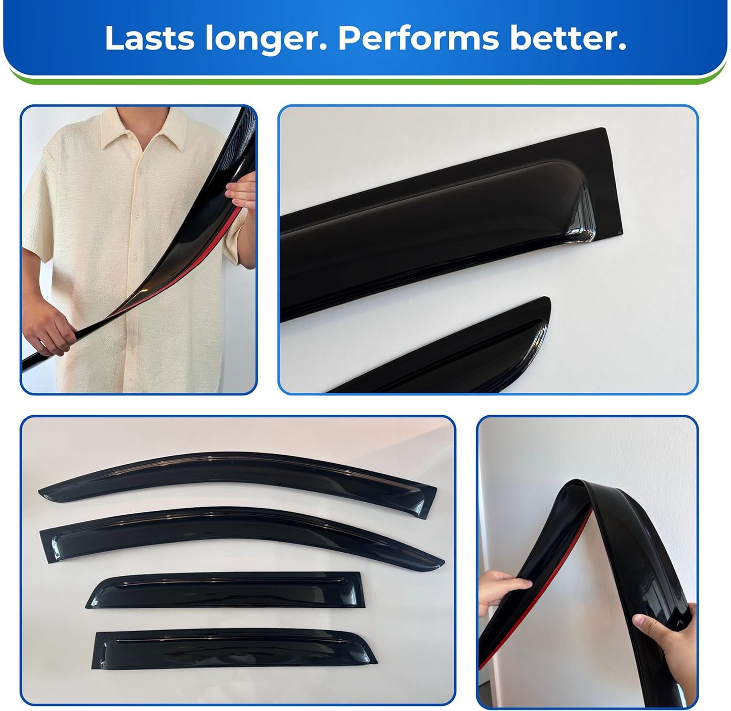 KPY Window Visor Compatible with Nissan Murano 2003-2007, 4PC Rain Guard Side Window Vent Deflectors Tape-On Style, 2003 2004 2005 2006 2007