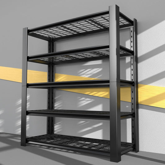 5-Tier Heavy Duty Garage Shelving Unit with Wire Shelves,3000 LBS Capacity Metal Storage Rack 76"H x 60"W x 24"D,Adjustable Boltless Steel Shelves for Garage,Basement,Pantry,Warehouse.1 Pack