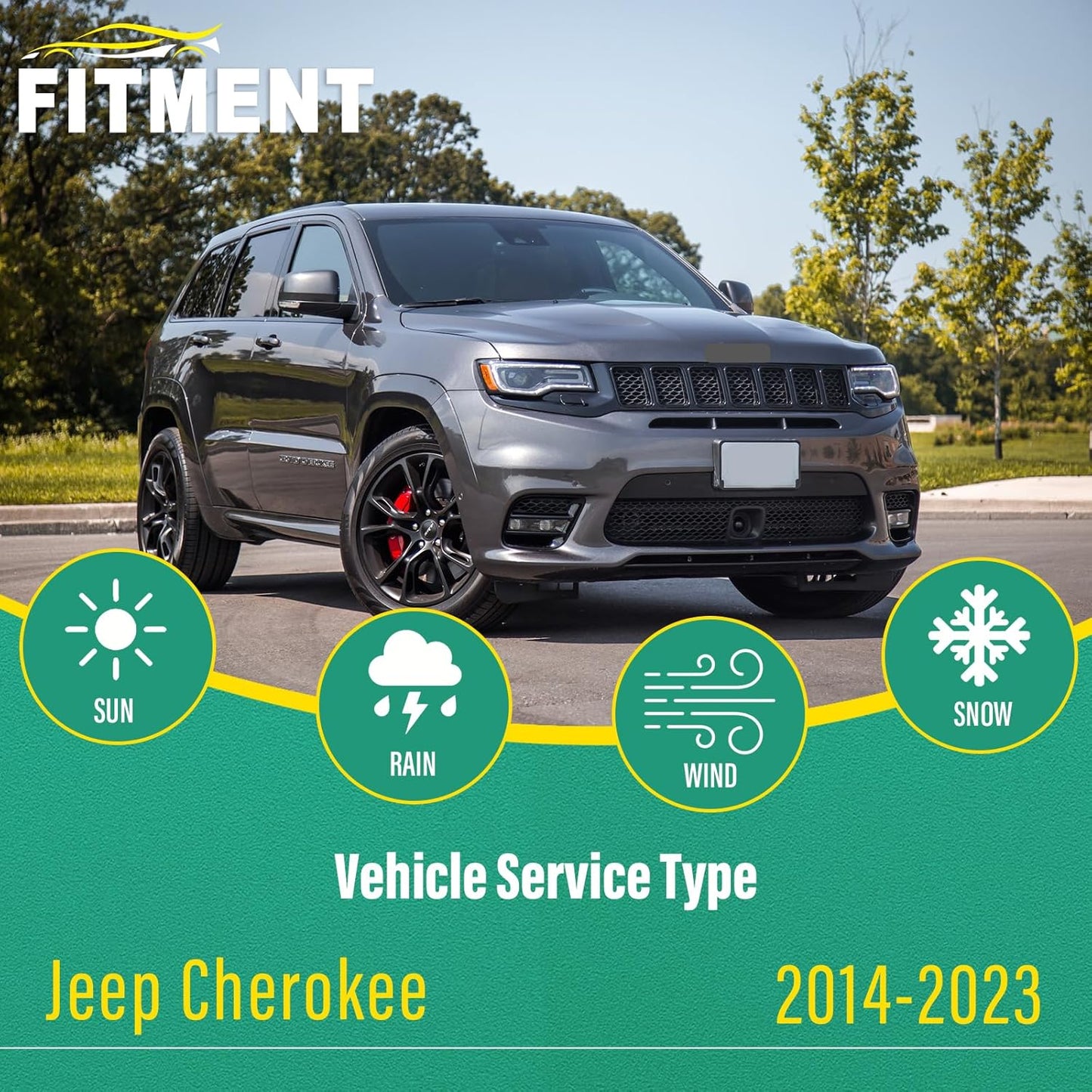 26" 18" 14" Windshield Wiper Blades Replacement for Jeep Cherokee 2014 2015 2016 2017 2018 2019 2020 2021 2022 2023 Premium All Weather Front Rear Wipers Set - OEM Quality (Pack of 3)