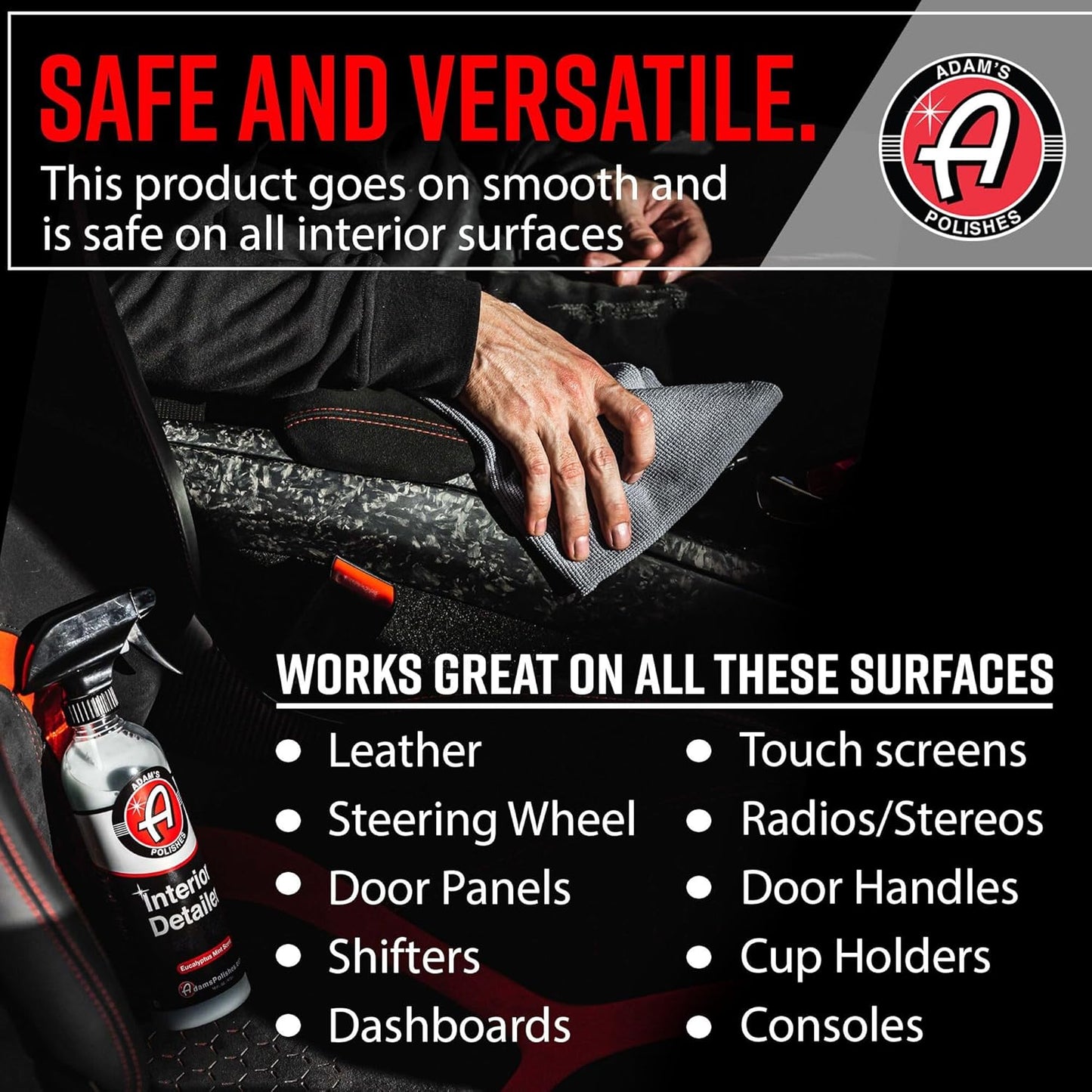 Adam's Polishes Interior Detailer 16 fl. oz (Combo) - Total Car Interior Cleaner, Protectant & Dressing | All Purpose Cleaner & Leather Conditioner | Vinyl, Dashboard, Screen, Seat Cleaner & More