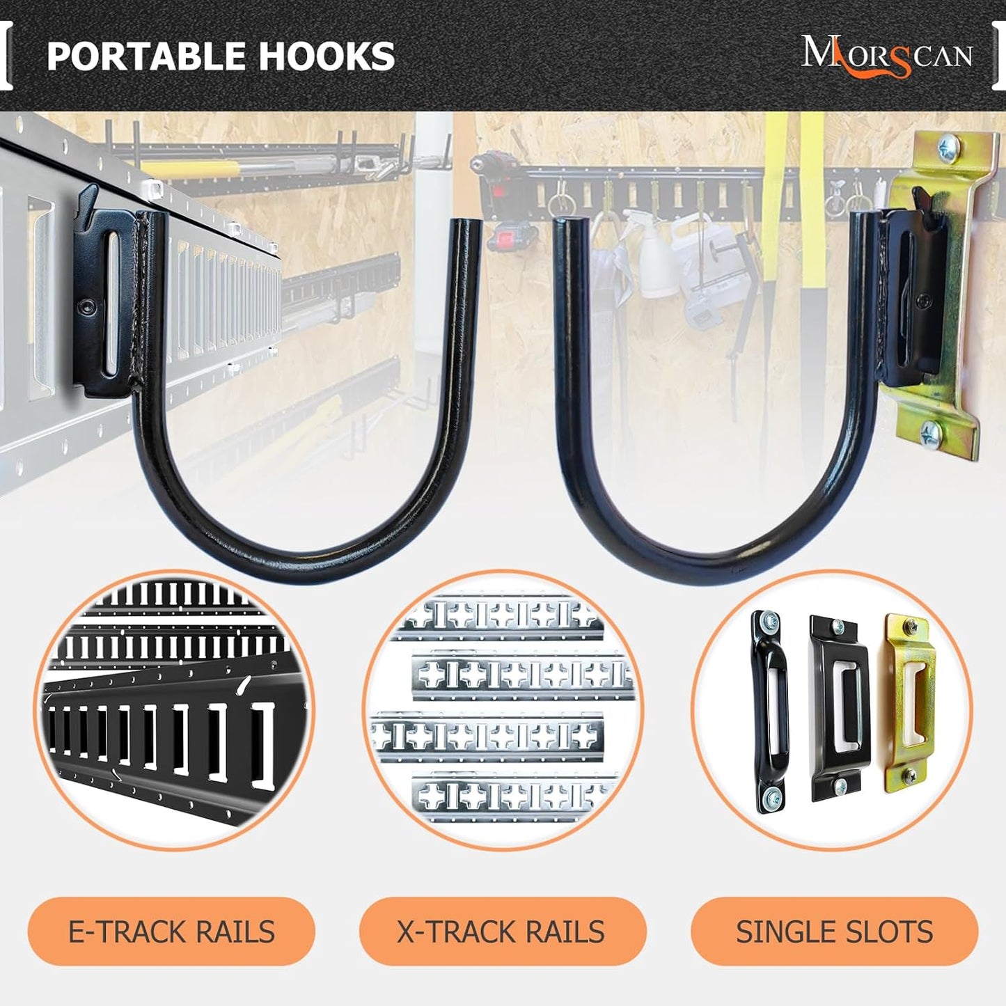 10-Pack 4" E Track J Hooks, Heavy Duty Black Steel Hanger 1,400lbs Break Strength E-Track Tie Down Accessories for Box Truck, Enclosed Trailer, Garage, Vans, Warehouse, Workshop