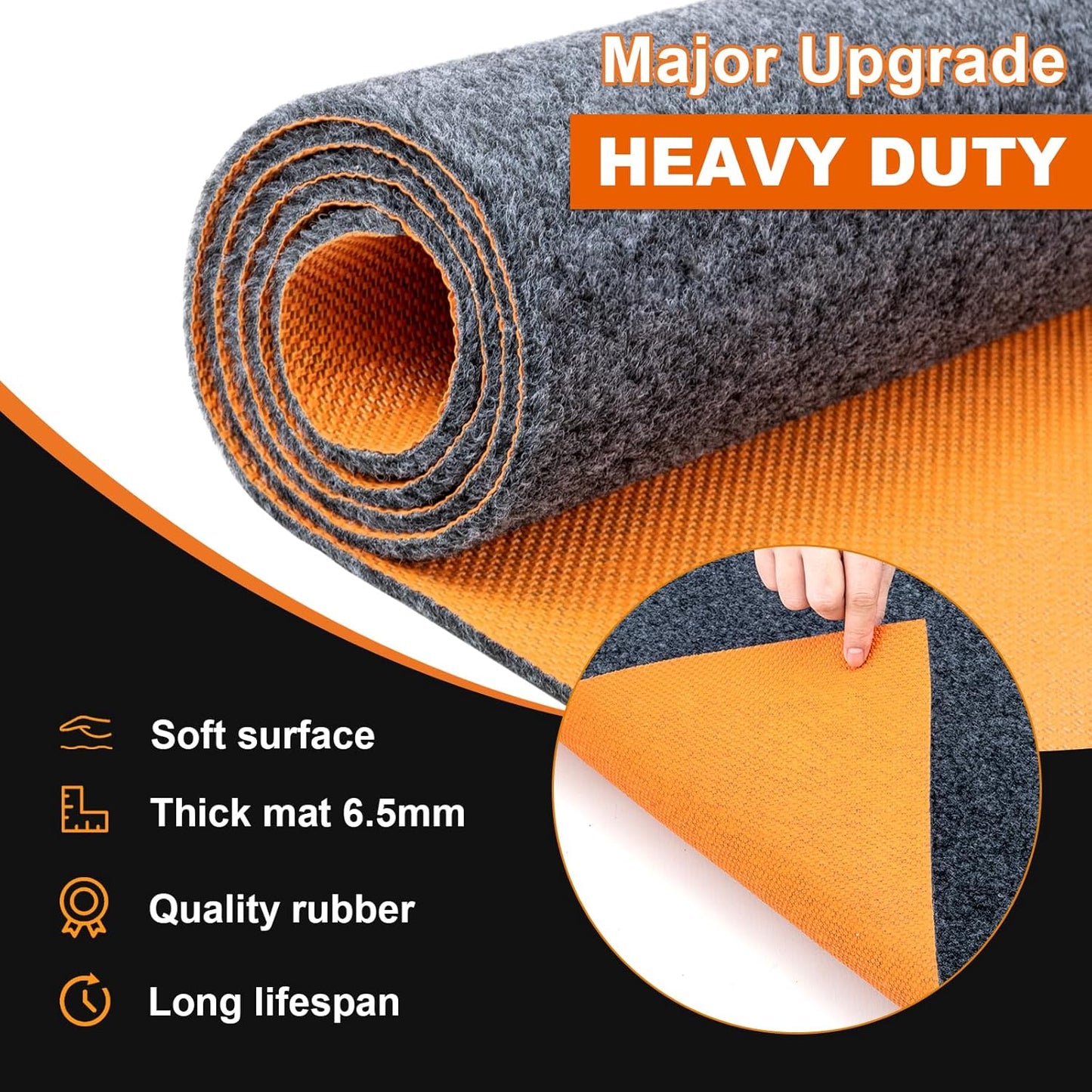 2-pc 64 X 32 Inch Heavy Duty Oil Spill Mat, 6.5mm Thickened Garage Floor Mat for Under Car, 1/4" Waterproof Rubber Backing Absorbs Oil Quickly, Washable, Reusable, Durable, Non-Slip