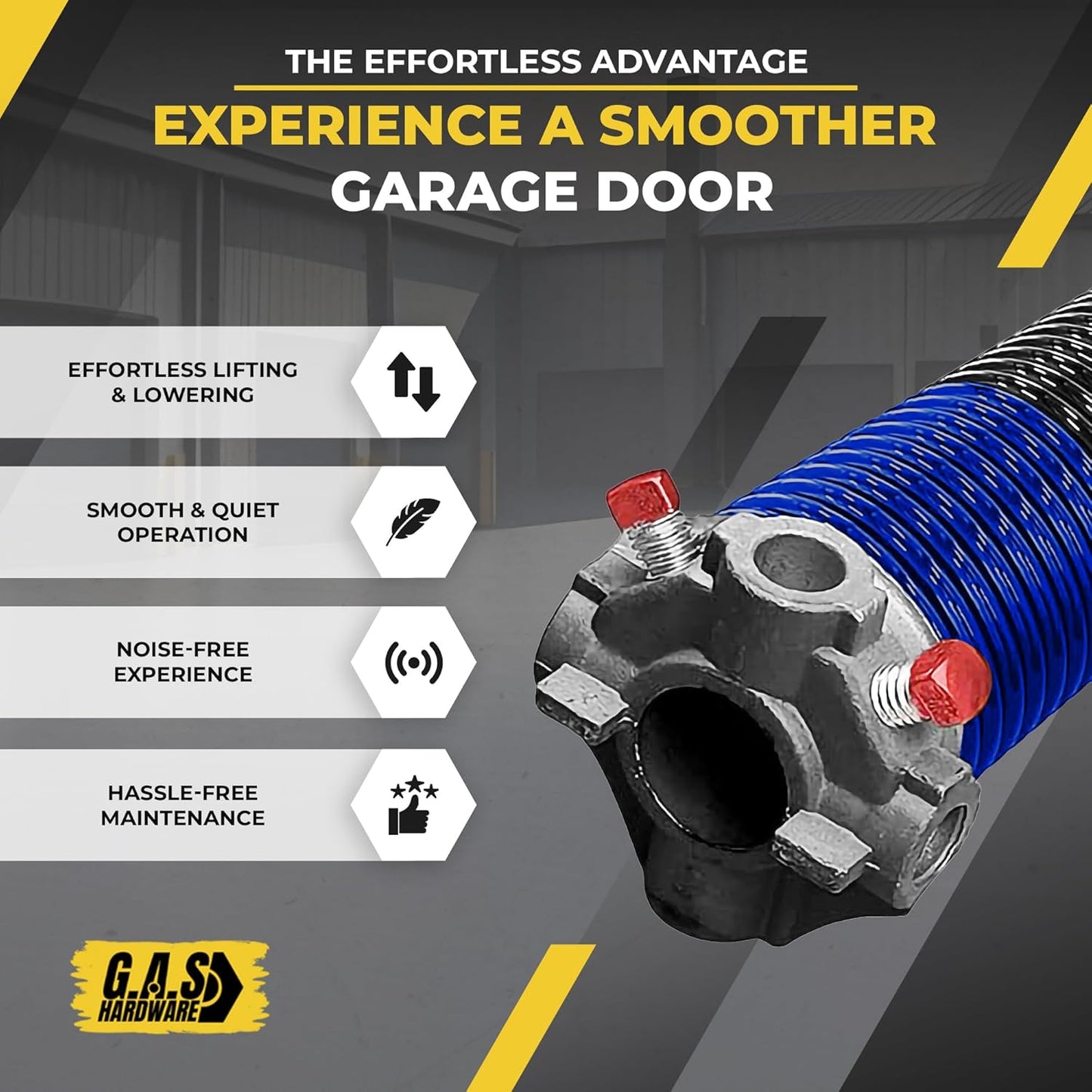 Garage Door Torsion Spring 262x2x35 Torsion Springs for Left Side of Garage Door with 1" Steel Bearing, Gloves, and Winding Bars Precision E-Coating 5-Year Warranty Minimum 30,000 Cycles (Red Cone)