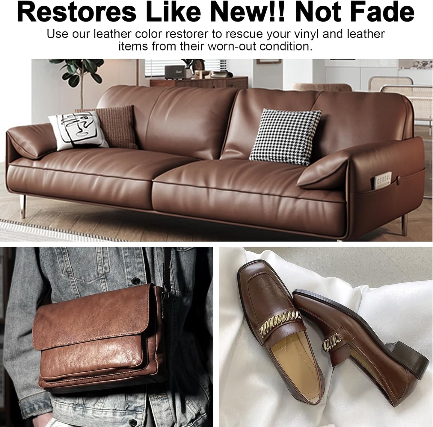 Leather Recoloring Balm, Leather Color Restorer Conditioner, Leather Restorer for Couches Paint, Leather Scratch Remover, Scratch Leather Faded Repair Kits for Vinyl Furniture (Medium Brown, 200ML)