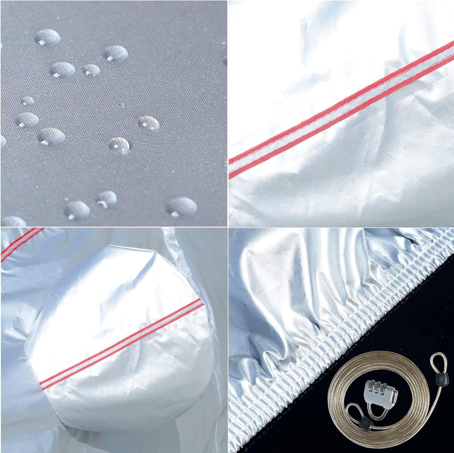 Tecoom Hard Shell Breathable Material Door Shape Zipper Design Waterproof UV-Proof Windproof Car Cover for All Weather Indoor Outdoor Fit 191-205 Inches SUV