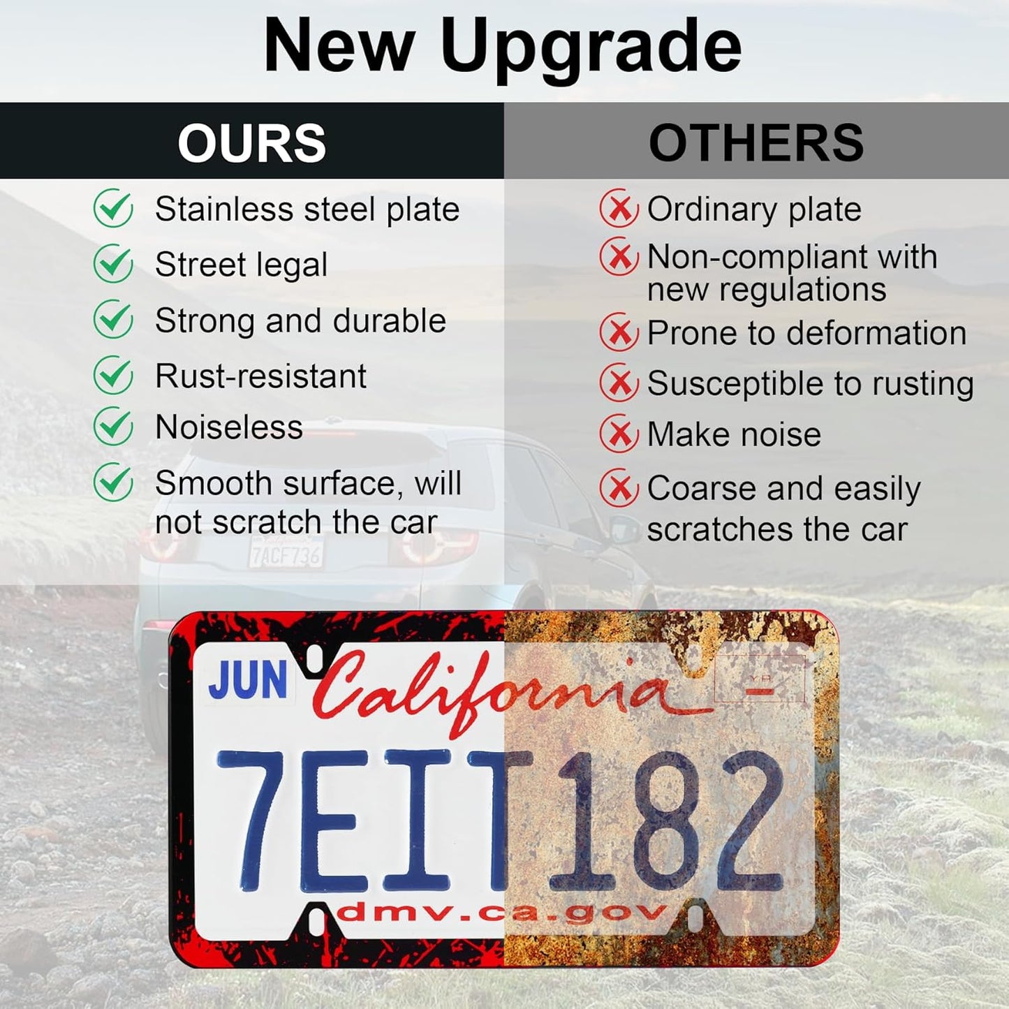 LivTee Black License Plate Frames, 4 Holes Stainless Steel License Plate Covers, 2PCS Car License Plate Holder, Automotive Exterior Accessories, Blood Splatter