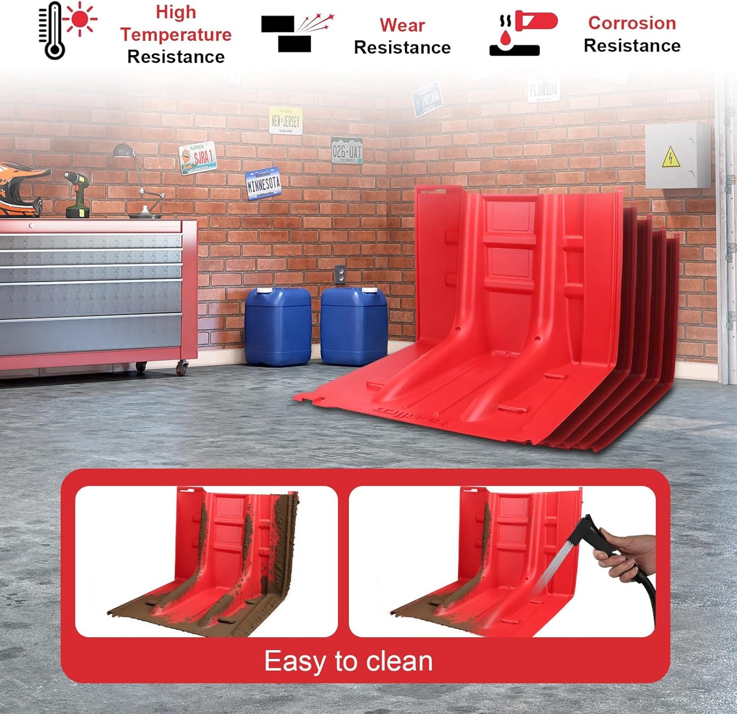 Flood Prevention Barrier, ABS L-Type Baffle Water Barrier Reusable, Door Flood Barriers for Home, Removable Combined for Garage Doors, Warehouses, Basements and School (17pcs)