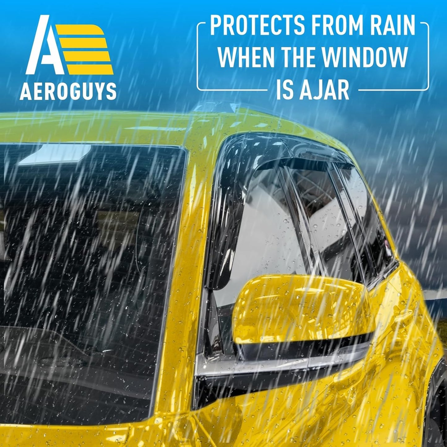 Extra Durable Window Deflectors Tape-On Window Visors Rain Guards Fit for Jeep Grand Cherokee 2022-2025, Sun Visors, Wind Vent for Shades, Exterior Car Accessories - 6pcs. AG0243