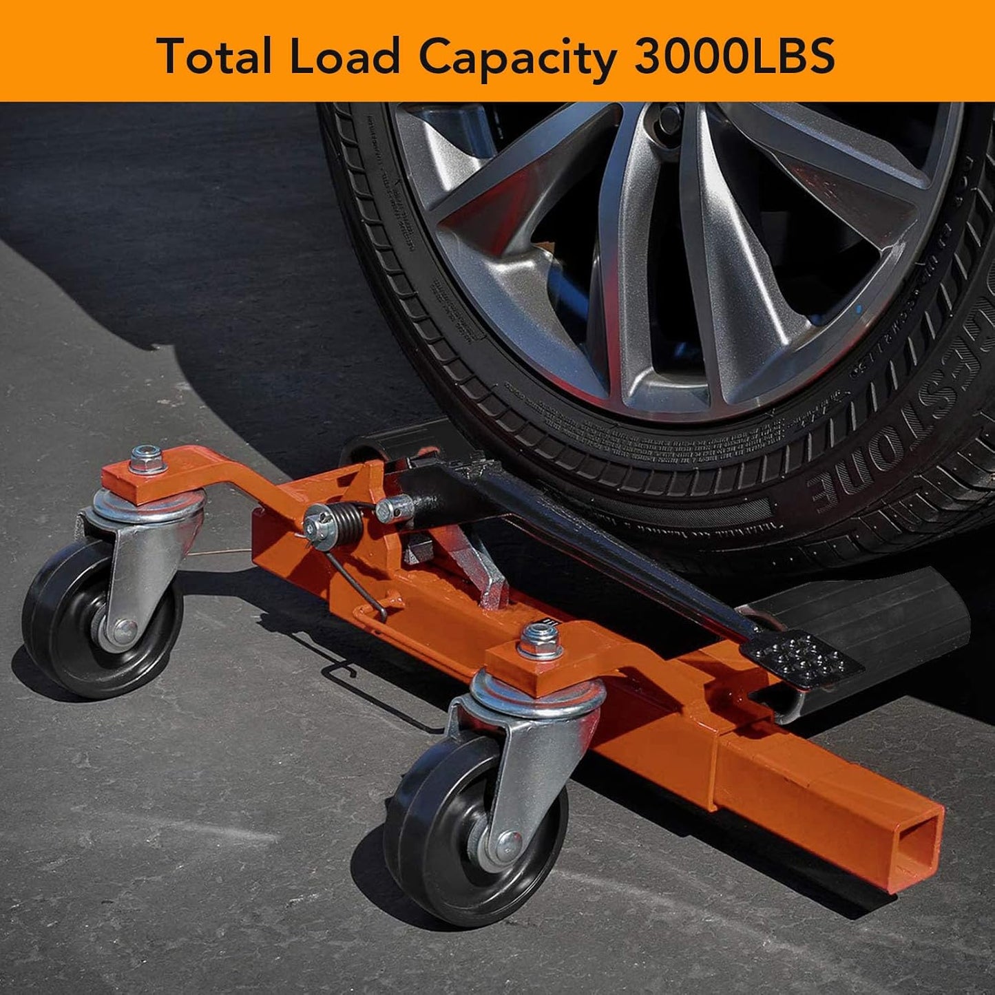 2 Pcs Car Wheel Dolly with Hydraulic Tire Jack, 1500LBS Capacity Trailer Dolly for Vehicle Positioning for Truck RV Trailer, Orange