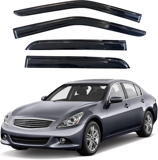 KPY Window Visor Compatible with Infiniti G35 G37 G25 Q40 2007-2015, 4PC Rain Guard Side Window Vent Deflectors Tape-On Mugen Style, 2007 2008 2009 2010 2011 2012 2013 2014 2015