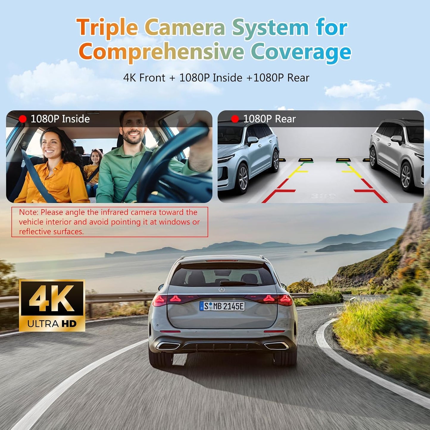 CARPURIDE W125S 11.26 Inch HD Wireless Carplay & Android Auto Screen, 4K +1080P+1080P Dash Camera for Cars with 64GB Card, with Loop Recording, Bluetooth, Voice Control, GPS, FM, Super Link