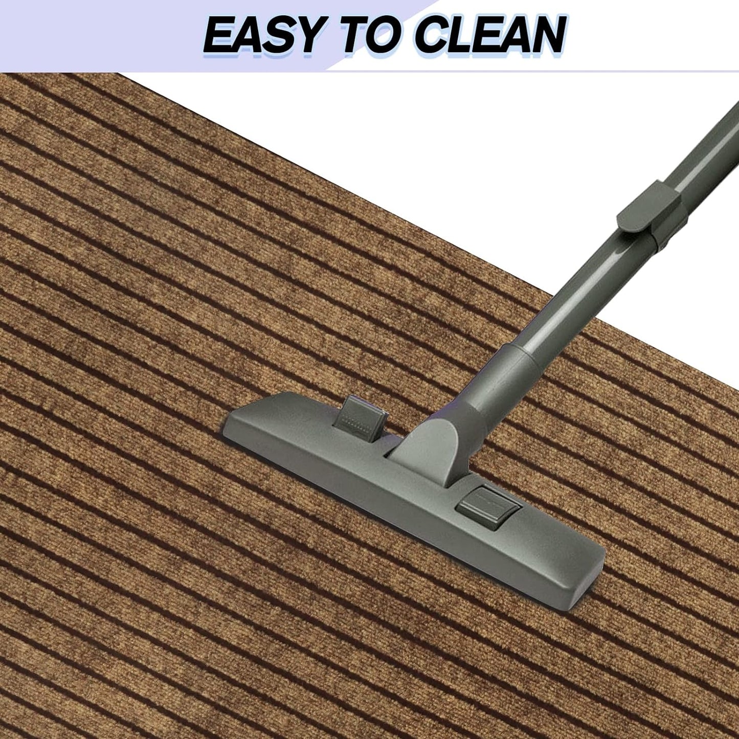 Custom Size Backed Non-Slip Area Rugs Runner, Easy Clean, Waterproof Runner Rugs for Hallway Entryway, Kitchen, Laundry, 3FT x 62FT, Brown Stripe